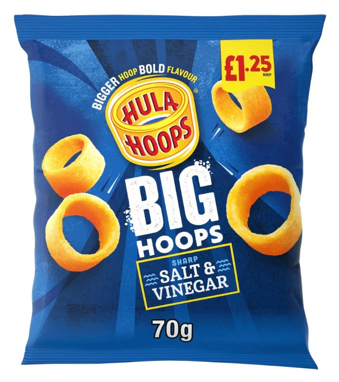 Hula Hoops Big Hoops Salt & Vinegar 70g - Best Before 05/10/24