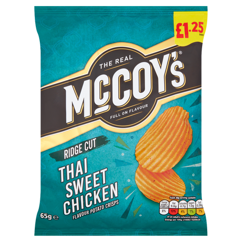 McCoy's Ridge Cut Thai Sweet Chicken Flavour Potato Crisps 65g