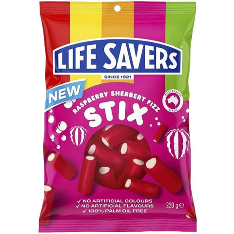 Lifesavers Raspberry Sherber Fizz Stix 220g